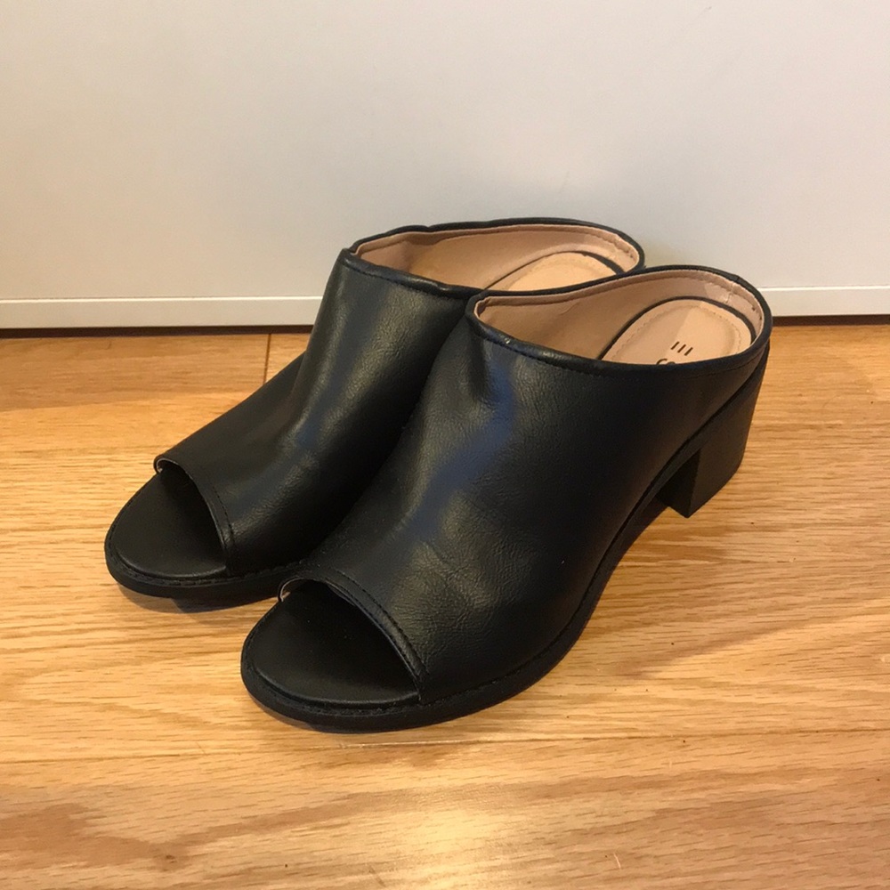 ESPRIT open-toed black PU leather heels